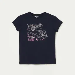 Fame Forever by Lifestyle Kids Navy Cotton Printed T-Shirt-picture-10