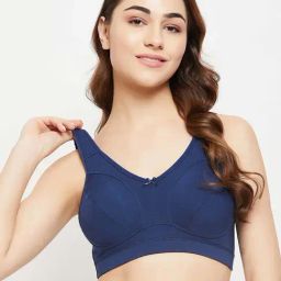 Clovia Blue Cotton Beginner's Bra-image-31