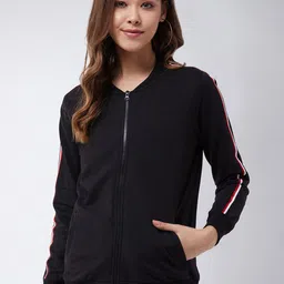 Miss Chase Women Black Solid Bomber-image-51