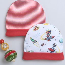 BUMZEE Boys Set Of 2 Printed Cotton Beanies-23