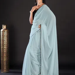 KALINI Embellished Solid Saree with Matching Blouse image 2