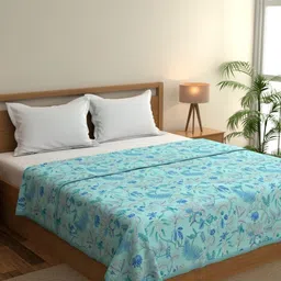 home expressions Meadow Sea Green & Blue Floral Cotton AC Room 150 GSM Double Bed Dohar-picture-17