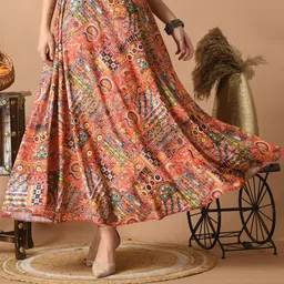 Vagisha Ethnic-Motif Printed Flared Maxi Skirt-image-115