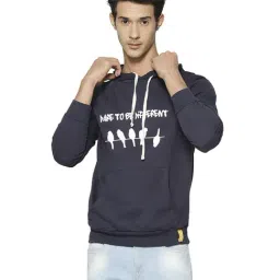 Campus Sutra Dark Blue Printed Cotton Hooded Sweatshirt-picture-20