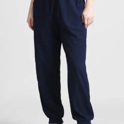 Only Navy Polyester Relaxed Fit High Rise Joggers-image-7