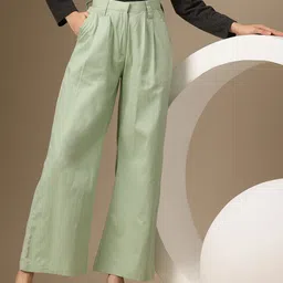 Chemistry Women Flared High-Rise Pleated Trousers-picture-4