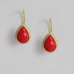 AITIHYA Gold-Plated Teardrop Shaped Drop Earrings-20