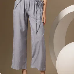 Chemistry Women Cotton Tie-Up High-Rise Pleated Trousers-image-33
