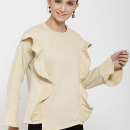 Belle Fille Women Beige Solid Sweatshirt-47