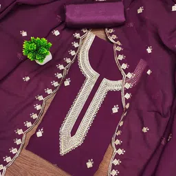 Rangtulika Ethnics Floral Embroidered Sequinned Georgette Unstitched Dress Material-picture-30