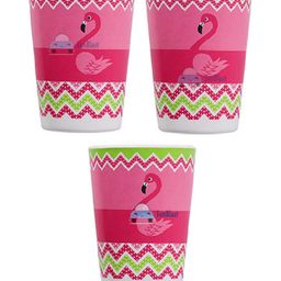 FunBlast Flamingo Design Bamboo Fibre Glass Pink Pack of 3  - 380 ml-19