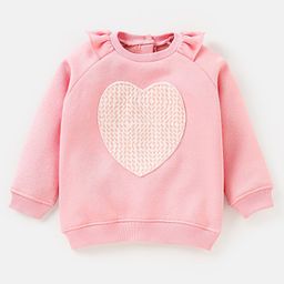 Babyoye Brushed Fleece Full Sleeves Sweatshirt Heart Applique - Pink-image-73
