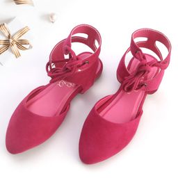 Hola Bonita Slip Ons Solid Color Bellies With Lace Closure - Dark Pink-image-96