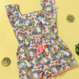 Nauti Nati Frilled Sleeves Lemons Leaves Printed Jumpsuit - Green-image-41