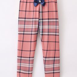 CrayonFlakes Checked Printed & Bow Embellished Leggings - Peach-image-23