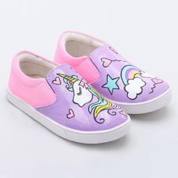 IMAGINO Unicorn & Hearts Hand Painted Slip On Shoes - Purple-image-69
