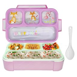 FunBlast 4 Compartments Lunch Box with Fork  Pink-picture-13