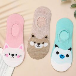 Yellow Bee Pack Of 3 Animal Detailed  Socks  - Multi Colour-image-62