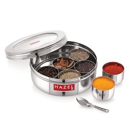 HAZEL See Through Stainless Steel Masala Dabba Spice Box with 7 Wati and Small Spoon-picture-33