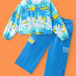 Ollington St. Full Sleeves Tropical Printed Jacket & Lounge Pants Set - Blue-image-92