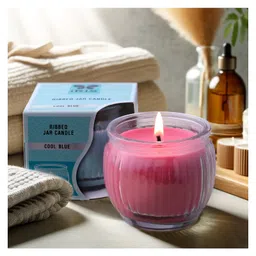 Iris Homefragrances Swirl Jar candle- Pack of 2- Fragrance Cool Blue and Damask Rose-picture-19