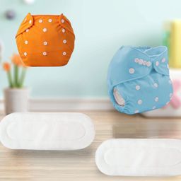 Sparkle Joy Washable & Reusable Cloth Diapers/Nappies Combo Pack of 2 Free size With 2 organic cotton White inserts - Skyblue & Orange-10