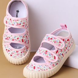 Cute Walk by Babyhug Velcro Closure Casual Shoes with Floral Print - Pink-picture-33