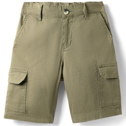Pine Kids Cotton Elastane Woven Above Knee Length Solid Colour Shorts - Olive Green-image-10