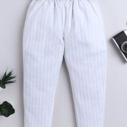 BAATCHEET Cotton Linen Woven Striped Pant - Off White-image-21