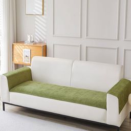 HOUSE OF QUIRK Green Self Design 3 Seater 2Pcs Armrest & 1Pc Sofa Cover Set-image-76