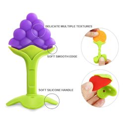 Numum Silicone Strawberry Apple & Grapes Shape Teether Pack of 3 - Multicolour (Color and design may vary) image 2