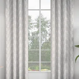 GM Gunmetal-Toned & Grey Set of 2 Floral Room Darkening Door Curtain-image-61