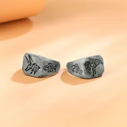 Yellow Chimes Men Set Of 2 Rhodium-Plated Finger Ring-image-28