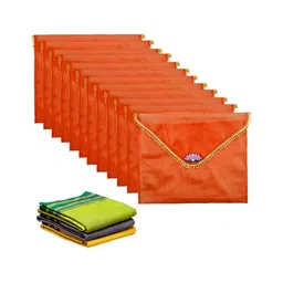 Aura Orange & Gold-Toned 12 Pieces Self Design Multi-Utility Organisers With Flap Closure-42