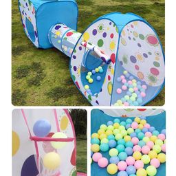 FunBlast 3-in-1 Colorful Tunnel Playhouse Ball Pool Ball Pit Tent - Multicolour image 4