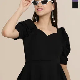Mast & Harbour Women Pack Of 2 Puff Sleeve Peplum Tops-picture-1