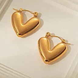 DressBerry Gold-Plated Heart Shaped Hoop Earrings-46