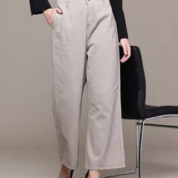French Connection Women Wide Leg Pure Cotton Jeans-image-91