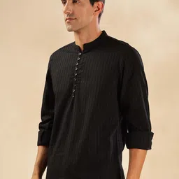 HERE&NOW Striped Mandarin Collar Straight Short Kurta-picture-17