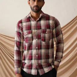 Indian Needle Maroon Regular Fit Checks Shirt-picture-15