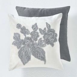 DDECOR Live Beautiful Embroidered Graphite Trousseau 45.72 cm x 45.72 cm Cushion Covers - Set of 2-image-12