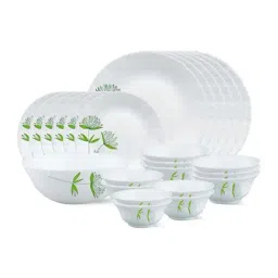 Larah by Borosil Green Lily 25 Piece Opalware Dinner Set-9