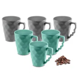 Urban Chef Grey & Blue Ceramic Microwave Safe Coffee Mug (0.225 L) - Set of 6-image-60