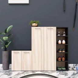 SPYDER CRAFT Engineered Wood 4 Door Shoe Cabinet (Black & Walnut Light)-25