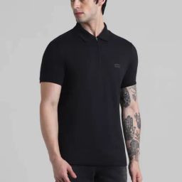 Jack & Jones Cool Black Cotton Slim Fit Polo T-Shirt-image-53