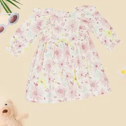 Pantaloons Baby Girls Snow White Floral Print Dress-picture-31