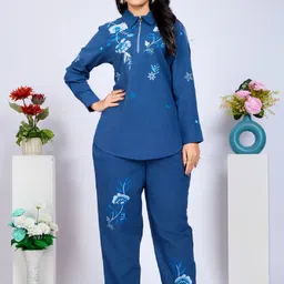 Kaftanize Embroidered Pure Cotton Top With Trousers-picture-44