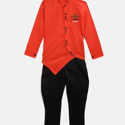 AD & AV Boys Orange & Black Solid Kurta with Trousers-picture-57