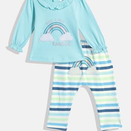 Moms Love Infant Girls Pure Cotton Printed Puffed Sleeves Top with Trousers-image-10