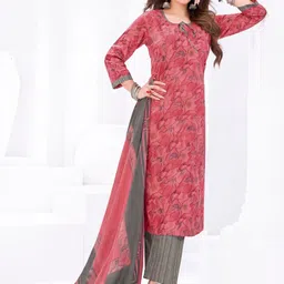Larqi Women Floral Printed Regular Pure Cotton Kurta Set with Trousers & Dupatta-picture-12
